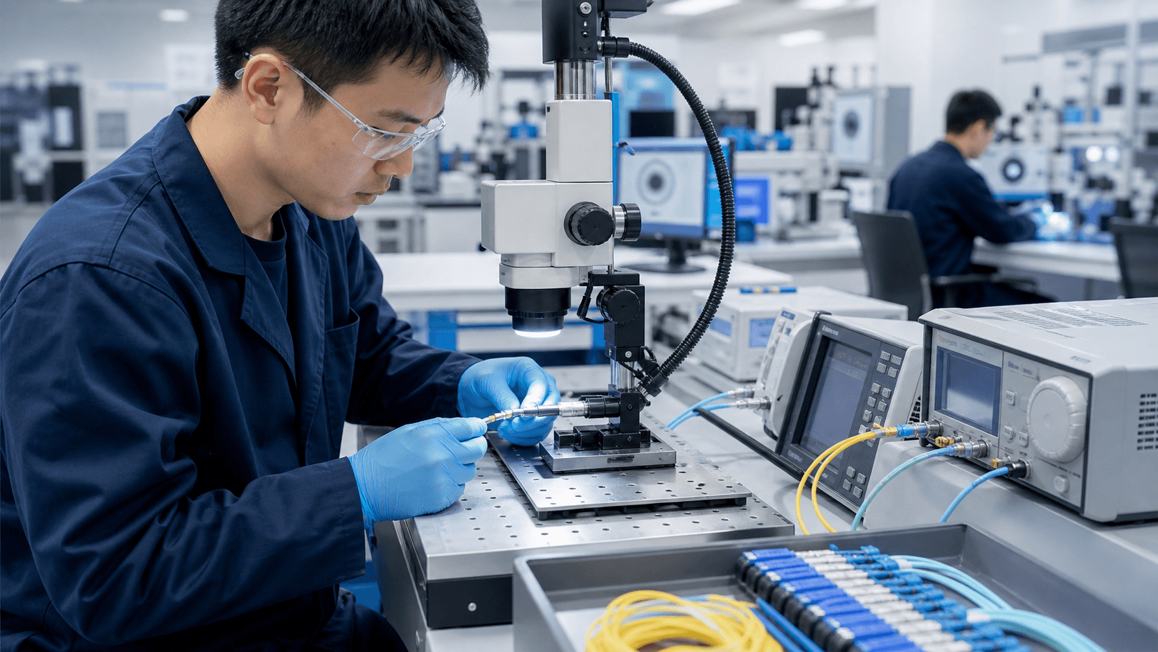 Fiber optic cable inspection and optical testing equipment